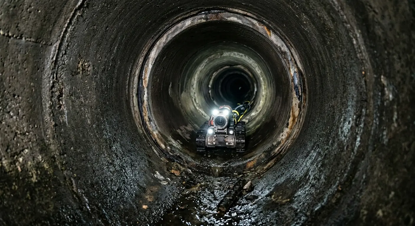 Robotic sewer camera inspecting pipe interior for Sewer Line Repair in Milton
